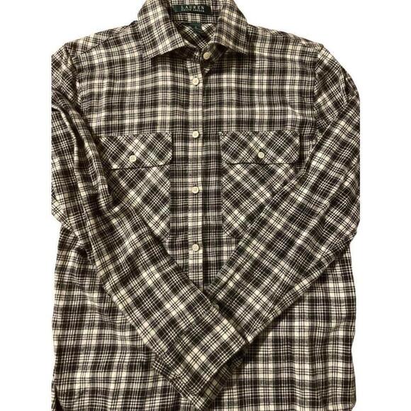 Lauren Ralph Lauren Tops - Women's Lauren Ralph Lauren cotton long sleevePlaid Shirt Size S Black/White